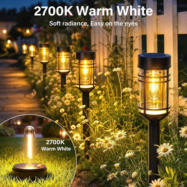 Alt view image 2 of 7 - Ollny Solar Pathway Lights Outdoor 8 Packs, Solar Garden Lights IP65 Waterproof, LED Solar Powered Path Light Auto On/Off, Landscape Lighting for Yard Walkway Driveway Porch Outside Decor