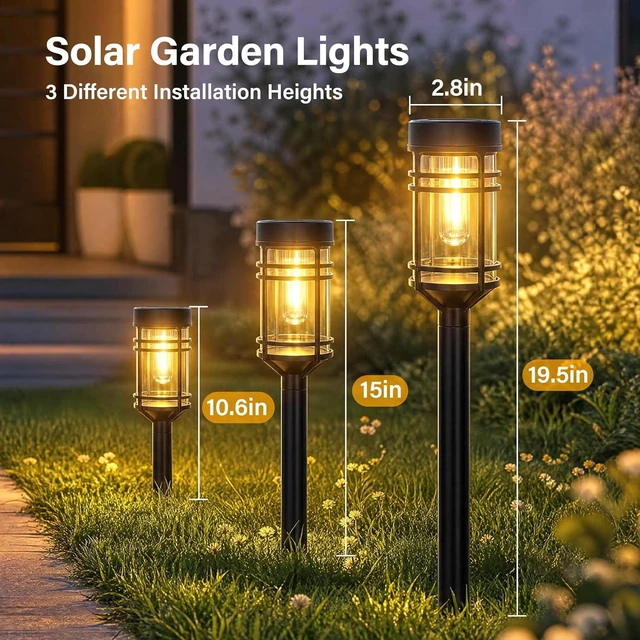Alt view image 3 of 7 - Ollny Solar Pathway Lights Outdoor 8 Packs, Solar Garden Lights IP65 Waterproof, LED Solar Powered Path Light Auto On/Off, Landscape Lighting for Yard Walkway Driveway Porch Outside Decor
