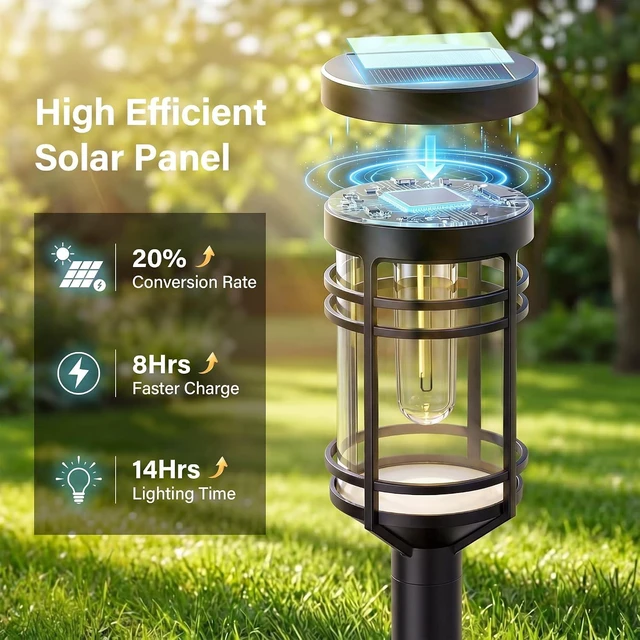 Alt view image 6 of 7 - Ollny Solar Pathway Lights Outdoor 8 Packs, Solar Garden Lights IP65 Waterproof, LED Solar Powered Path Light Auto On/Off, Landscape Lighting for Yard Walkway Driveway Porch Outside Decor