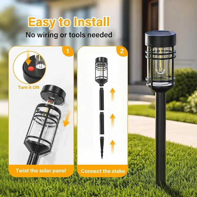 Alt view image 7 of 7 - Ollny Solar Pathway Lights Outdoor 8 Packs, Solar Garden Lights IP65 Waterproof, LED Solar Powered Path Light Auto On/Off, Landscape Lighting for Yard Walkway Driveway Porch Outside Decor