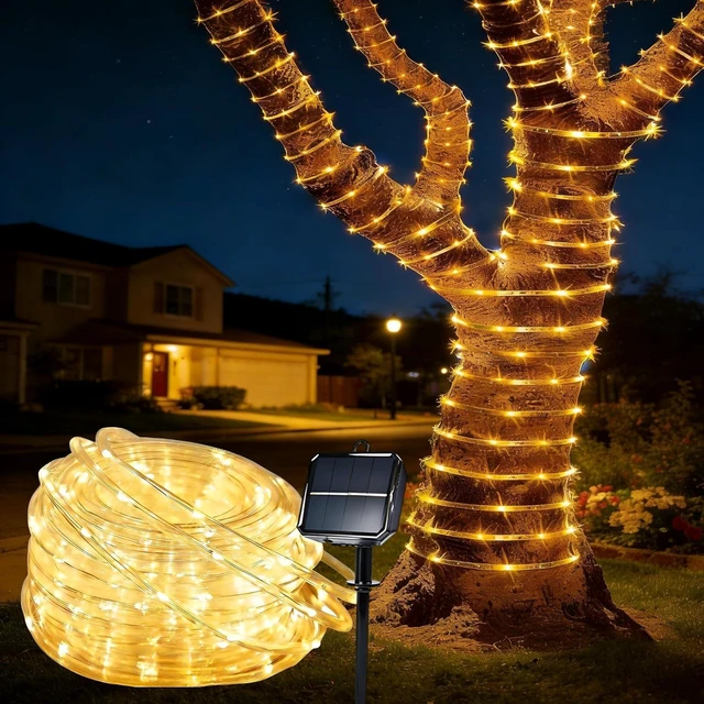 Main image of Solar Rope Lights for outside, 66ft 200 LED Warm White Solar string Lights