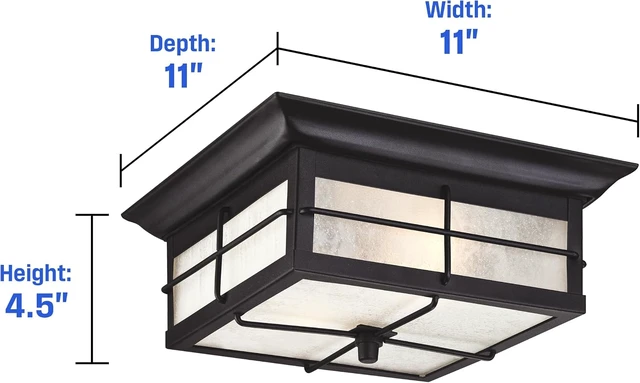 Alt view image 3 of 7 - Westinghouse 6204800 Orwell Two-Light Outdoor Flush-Mount Fixture, Textured Black Finish on Steel with Frosted Seeded Glass
