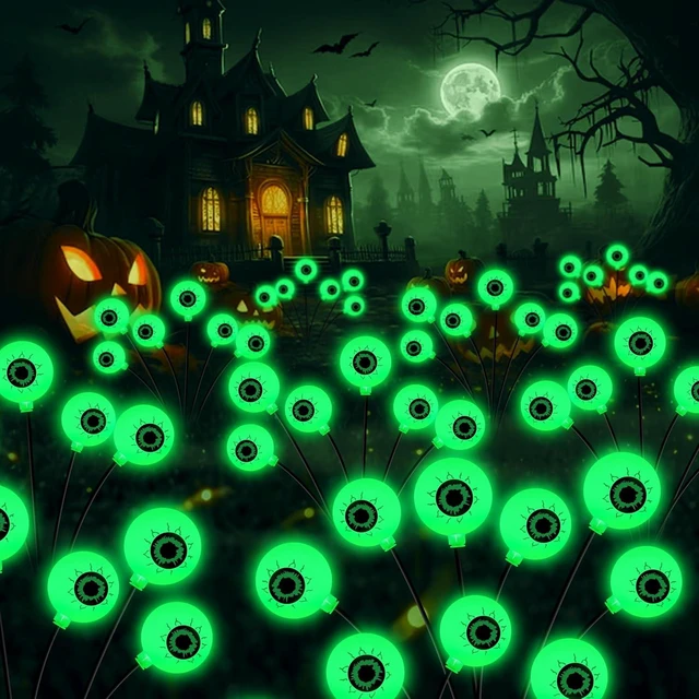 Main image of Kohlrabi Halloween Decorations Outdoor, 4 Pack 24 LED Solar Scary Eyeball Swaying Lights, Green Solar Firefly Lights Waterproof Outdoor Garden Light for Halloween Yard Garden Lawn Party Flower Bed