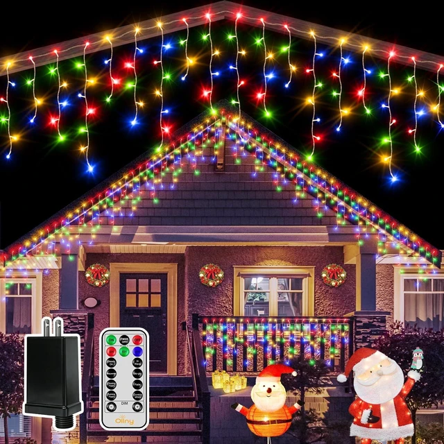 Main image of Ollny Icicle Lights for Outside 504LED 41FT, Multicolor Christmas Light with Remote 8Modes Timers Waterproof, Plug in Connectable Hanging Lights for Outdoor Indoor House Roof Holiday