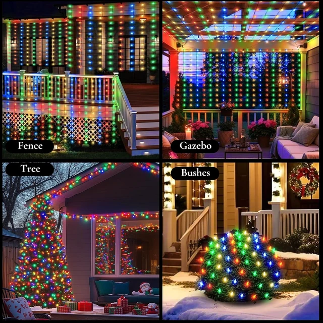 Alt view image 5 of 7 - Christmas Net Lights Outdoor, Mesh Lights 120 LED, Outdoor Decor