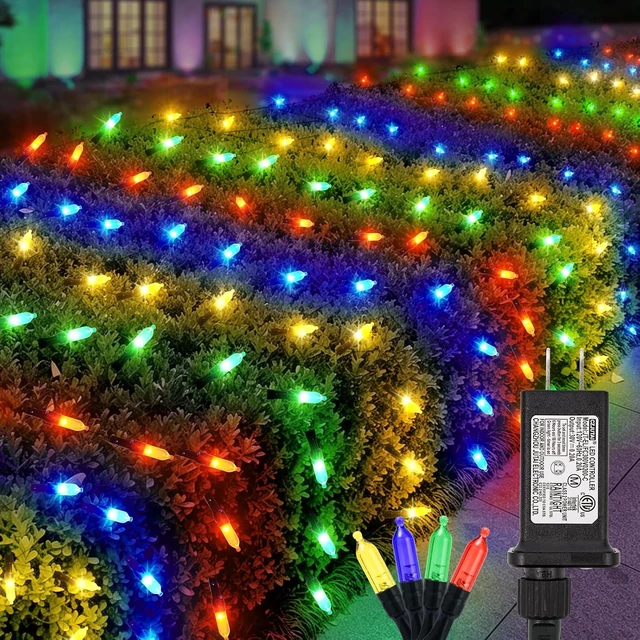 Alt view image 7 of 7 - Christmas Net Lights Outdoor, Mesh Lights 120 LED, Outdoor Decor