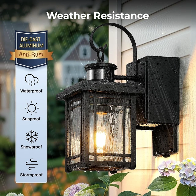Alt view image 6 of 7 - Black Porch Light with GFCI Outlet, 2-Pack Patio Lights with Outlet