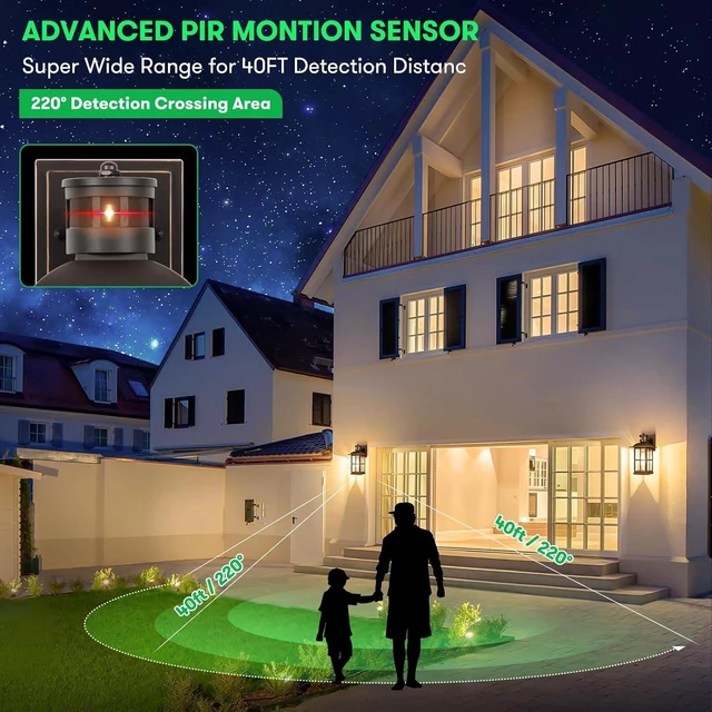 Alt view image 5 of 7 - VerRon 13in Motion Sensor Porch Lights, Dusk to Dawn Outdoor Light Fixtures