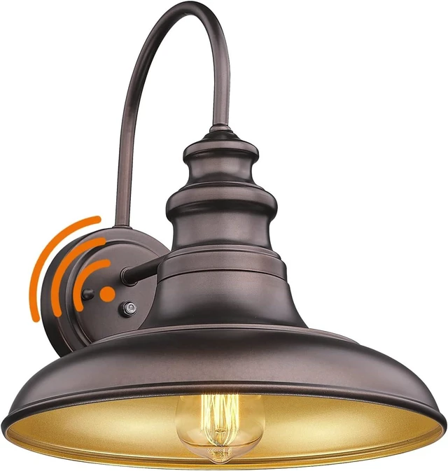 Main image of Dusk to Dawn Sensor Outdoor Barn Light Fixture Outdoor Wall Sconce Farmhouse Wall Mount Lights Exterior Light Fixture Bronze Finish Industrial Wall Lantern for Porch, Entryways, 1 Pack