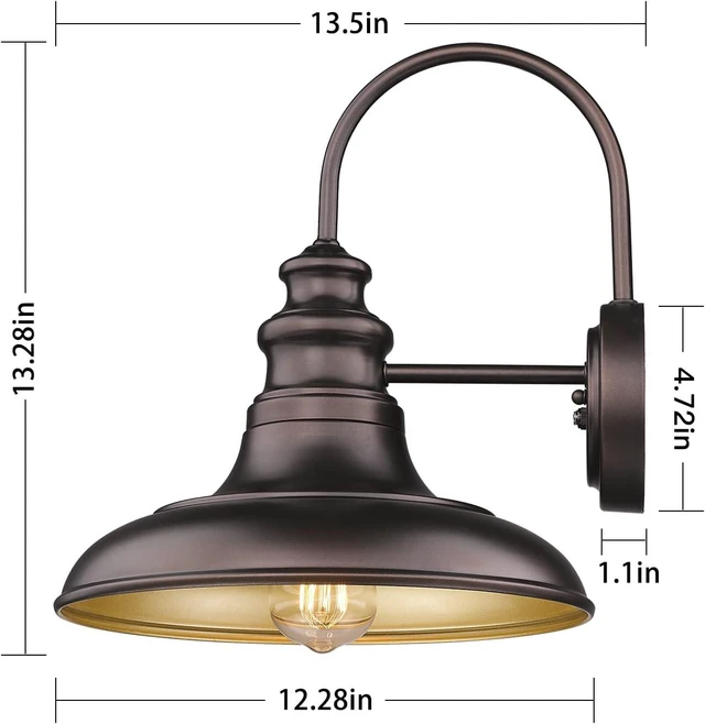 Alt view image 4 of 7 - Dusk to Dawn Sensor Outdoor Barn Light Fixture Outdoor Wall Sconce Farmhouse Wall Mount Lights Exterior Light Fixture Bronze Finish Industrial Wall Lantern for Porch, Entryways, 1 Pack