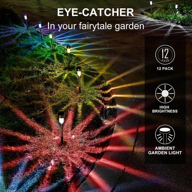 Alt view image 4 of 7 - Solar Lights Outdoor Waterproof, Solar Garden Lights, Multicolor, 16Pack