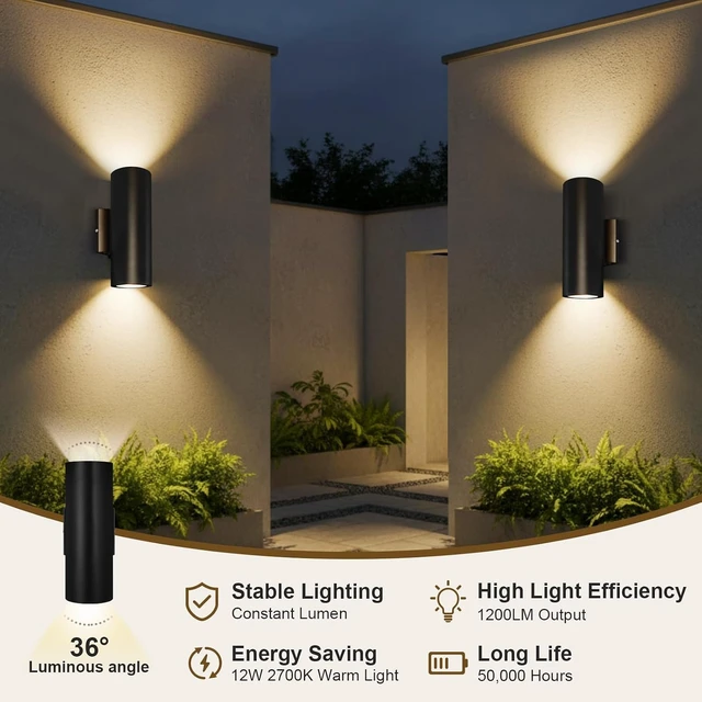 Alt view image 3 of 7 - Modern Outdoor Wall Lights Porch Light Patio Light 2 Packs