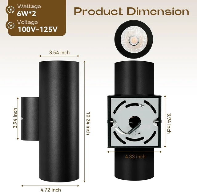 Alt view image 5 of 7 - Modern Outdoor Wall Lights Porch Light Patio Light 2 Packs