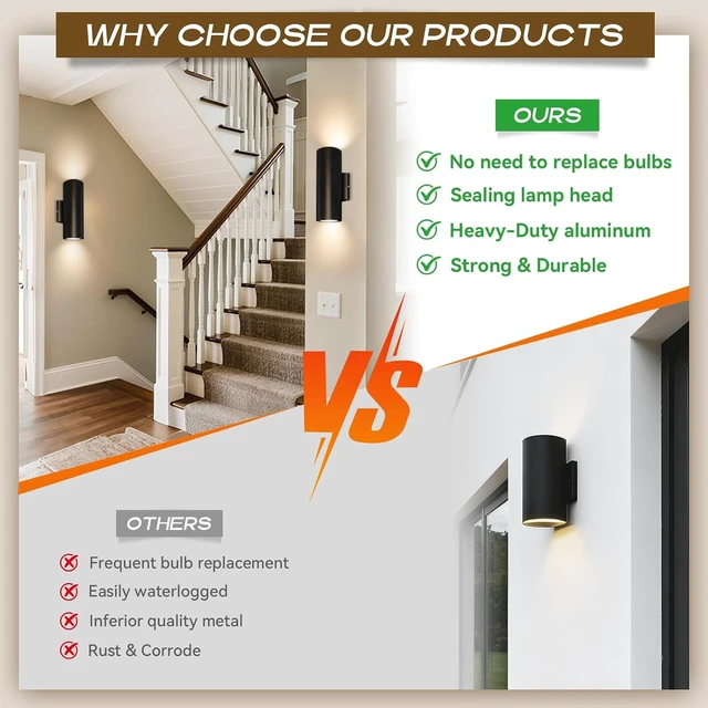 Alt view image 6 of 7 - Modern Outdoor Wall Lights Porch Light Patio Light 2 Packs