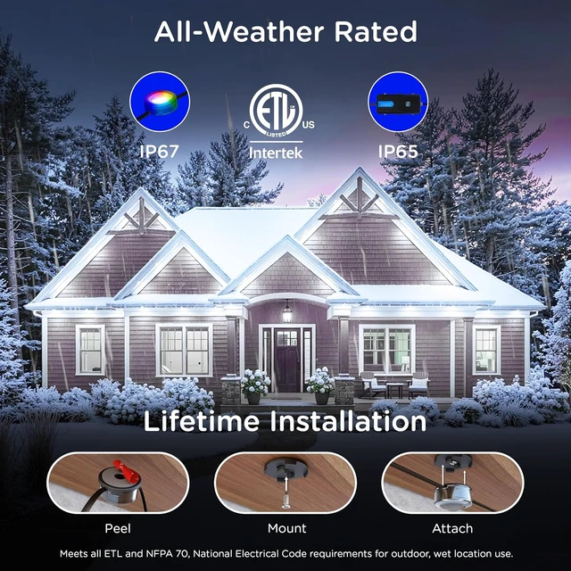 Alt view image 4 of 7 - Enbrighten Accent Permanent Outdoor Lights, 50ft, 12 Lights
