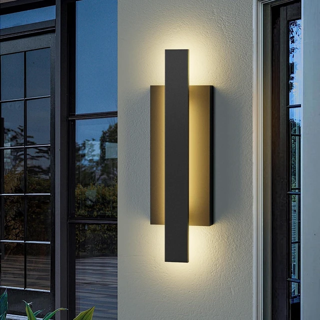 Main image of LamQee 23 inch Aluminum Long Outdoor Wall Lights, 3000K 1200LM 24W LED Modern Exterior Lighting Fixtures, IP65 Waterproof Matte Black Linear Outside Sconce Wall Mount for House Porch Patio Garage Door