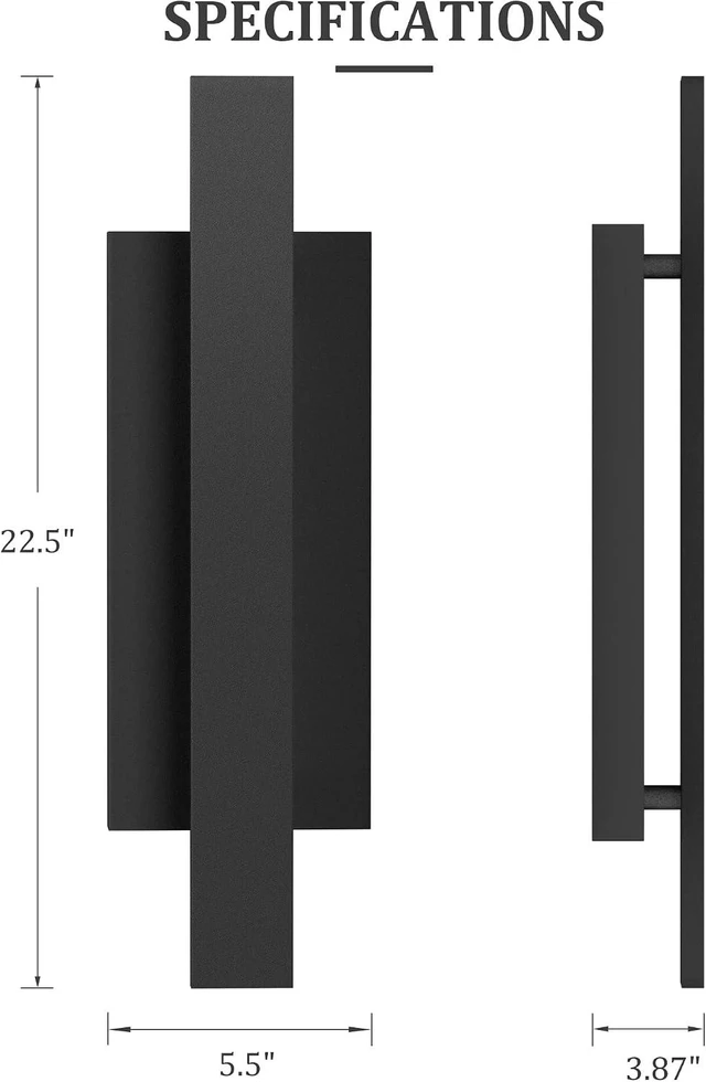 Alt view image 6 of 7 - LamQee 23 inch Aluminum Long Outdoor Wall Lights, 3000K 1200LM 24W LED Modern Exterior Lighting Fixtures, IP65 Waterproof Matte Black Linear Outside Sconce Wall Mount for House Porch Patio Garage Door