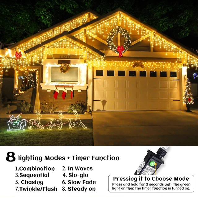 Alt view image 2 of 7 - Icicle Lights for Outside Christmas Lights Outdoor 33ft 400 LEDs Warm White