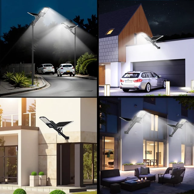Alt view image 7 of 7 - 12000w Solar Street Lights Outdoor Waterproof Black, 450000LM Super Bright LED Beads Commercial Solar Flood Lights with Remote Control for Patio, Street, Court and Parkling Lot