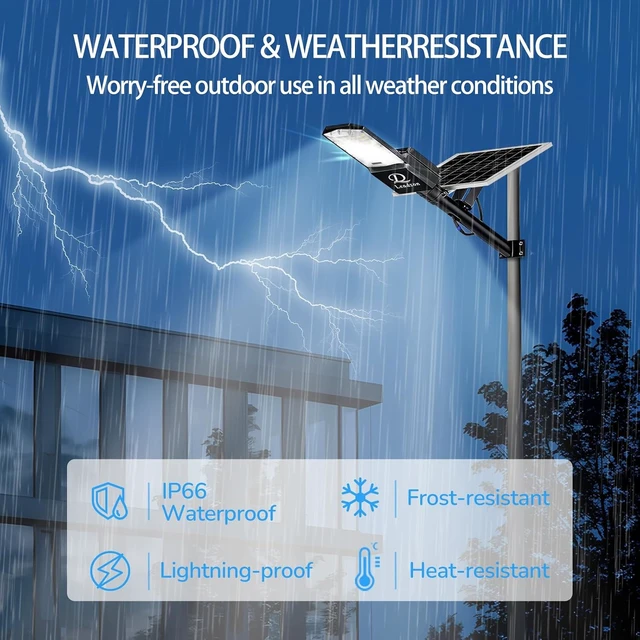 Alt view image 5 of 7 - 12000w Solar Street Lights Outdoor Waterproof Black, 450000LM Super Bright LED Beads Commercial Solar Flood Lights with Remote Control for Patio, Street, Court and Parkling Lot