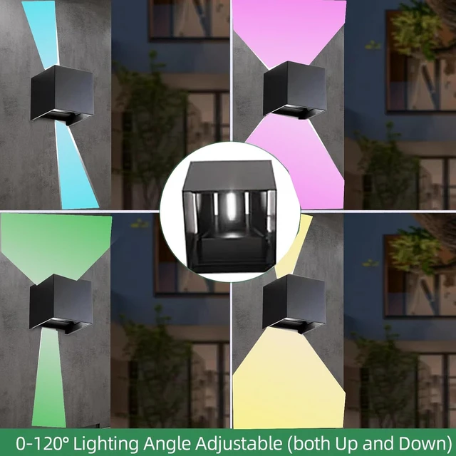 Alt view image 4 of 4 - RGB Outdoor Wall Sconce Lighting Color Changing Porch Wall Lights Modern