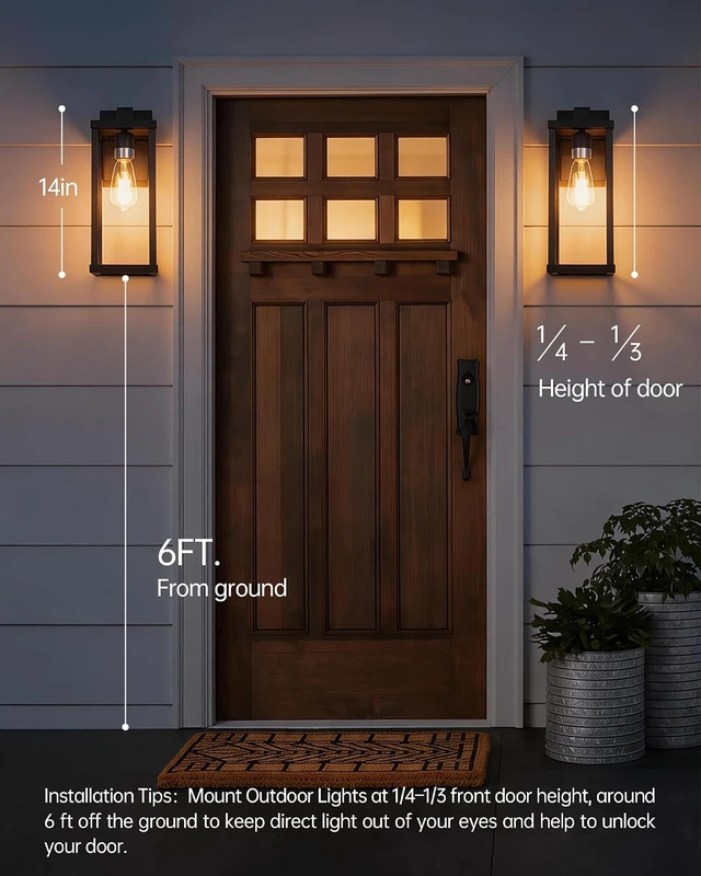 Alt view image 3 of 7 - LITFIT Dusk to Dawn Outdoor Wall Sconces, 14'' Aluminum Exterior Lights
