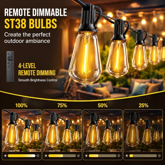 Alt view image 3 of 6 - 200FT Solar String Lights Outdoor Waterproof for Patio Hanging