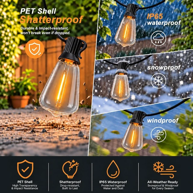 Alt view image 5 of 6 - 200FT Solar String Lights Outdoor Waterproof for Patio Hanging