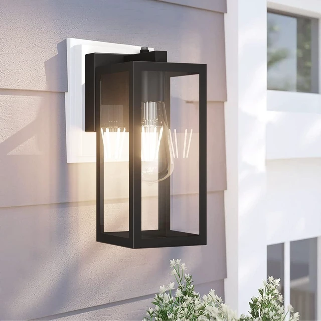 Alt view image 2 of 7 - Aipsun Outdoor Wall Lantern 2 Packs with Dusk to Dawn Sensor, Matte Black Sensor Exterior Light Fixtures,Exterior Wall Sconce with Clear Glass Shade(2700K E26 Bulbs Include)