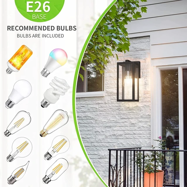 Alt view image 5 of 7 - Aipsun Outdoor Wall Lantern 2 Packs with Dusk to Dawn Sensor, Matte Black Sensor Exterior Light Fixtures,Exterior Wall Sconce with Clear Glass Shade(2700K E26 Bulbs Include)