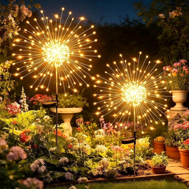 Main image of HPUFKOT Solar Garden Lights Outdoor,Waterproof Garden, 2PC 200 LED Twinkling Firework Lights Decorative with 8 Modes,Decor for Yard Patio Pathway Lawn for Yard Outside Fairy Decorative