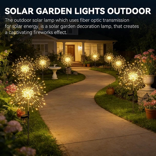 Alt view image 2 of 7 - HPUFKOT Solar Garden Lights Outdoor,Waterproof Garden, 2PC 200 LED Twinkling Firework Lights Decorative with 8 Modes,Decor for Yard Patio Pathway Lawn for Yard Outside Fairy Decorative