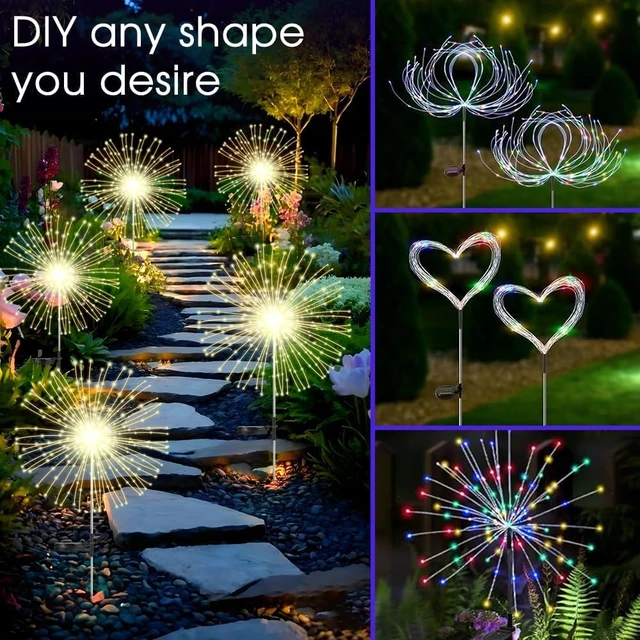 Alt view image 3 of 7 - HPUFKOT Solar Garden Lights Outdoor,Waterproof Garden, 2PC 200 LED Twinkling Firework Lights Decorative with 8 Modes,Decor for Yard Patio Pathway Lawn for Yard Outside Fairy Decorative