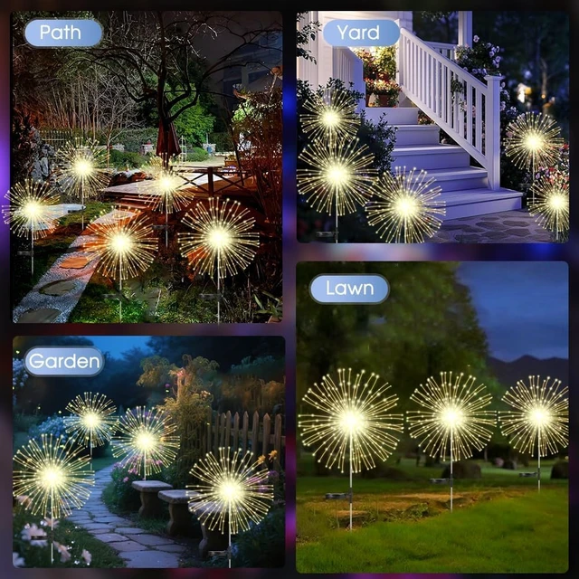 Alt view image 4 of 7 - HPUFKOT Solar Garden Lights Outdoor,Waterproof Garden, 2PC 200 LED Twinkling Firework Lights Decorative with 8 Modes,Decor for Yard Patio Pathway Lawn for Yard Outside Fairy Decorative