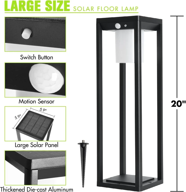 Alt view image 6 of 7 - Outdoor Solar Lanterns Waterproof, LED Motion Sensor Floor Lamp