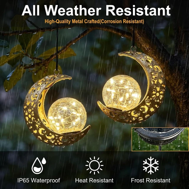 Alt view image 5 of 7 - Solar Hanging Moon Lights, Outdoor Lanterns Waterproof Fariy Garden Decor