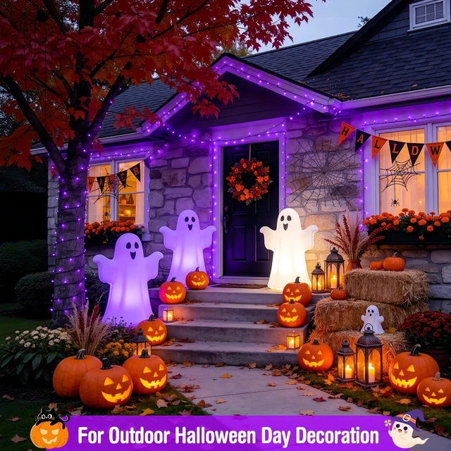 Alt view image 4 of 7 - JMEXSUSS 400 LED Purple Halloween Lights Outdoor Plug in