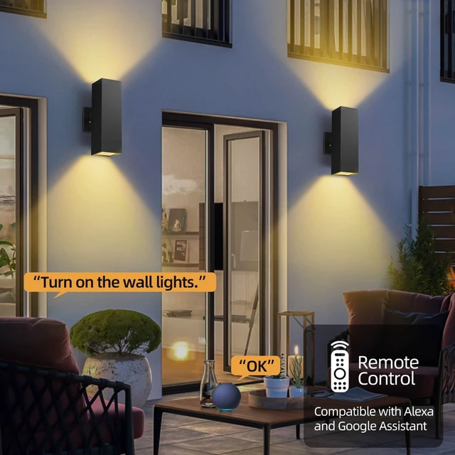 Alt view image 5 of 7 - Smart Outdoor Wall Light, RGBCW Up and Down Light, Black, 2 Pack
