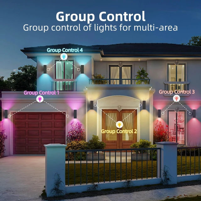 Alt view image 6 of 7 - Smart Outdoor Wall Light, RGBCW Up and Down Light, Black, 2 Pack