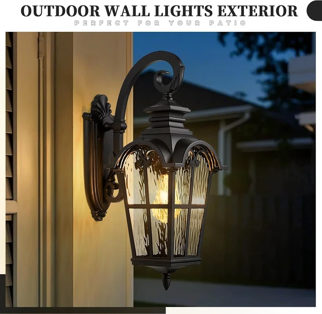 Alt view image 2 of 6 - Outdoor Wall Sconce, Black Exterior Lighting Fixtures