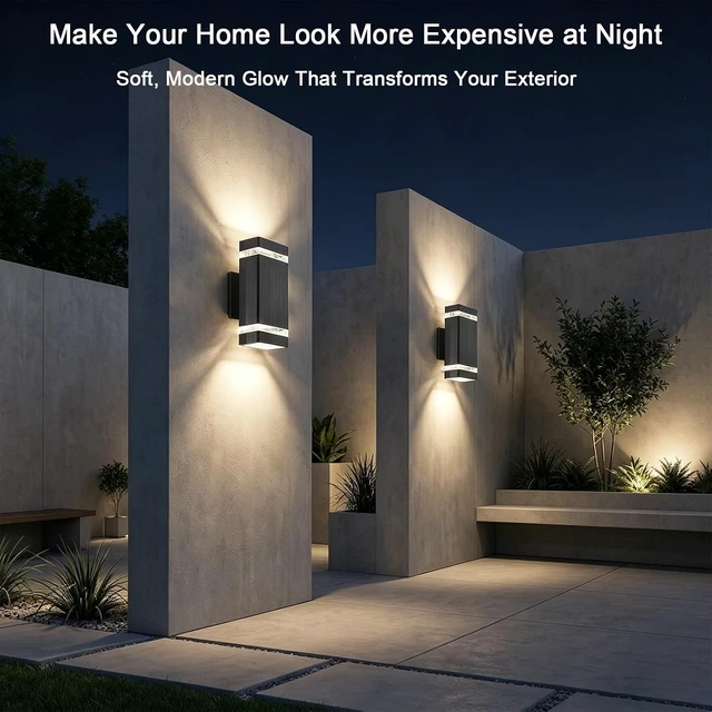 Alt view image 7 of 7 - iYogaled Modern Outdoor Wall Lights with Dusk to Dawn Outdoor Lighting