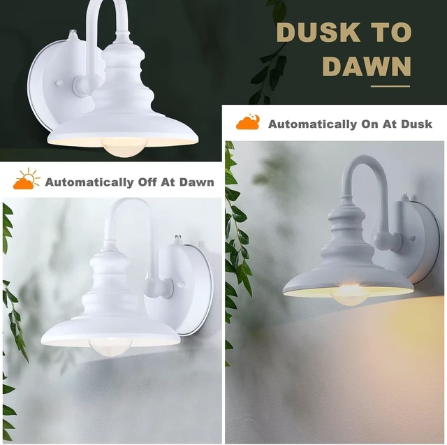 Alt view image 2 of 7 - LONEDRUID Dusk to Dawn Sensor Outdoor Gooseneck Barn Light Fixture White
