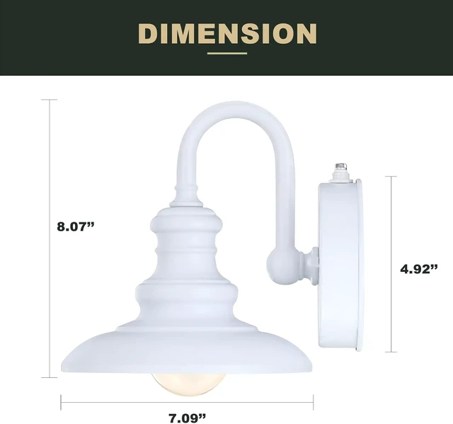 Alt view image 6 of 7 - LONEDRUID Dusk to Dawn Sensor Outdoor Gooseneck Barn Light Fixture White