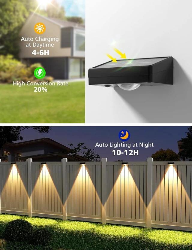 Alt view image 4 of 7 - VOLISUN Solar Fence Lights Outdoor 12 Pack, 3 Color Temperature Solar Light