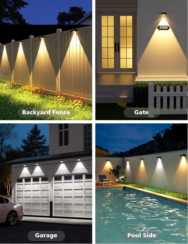 Alt view image 7 of 7 - VOLISUN Solar Fence Lights Outdoor 12 Pack, 3 Color Temperature Solar Light