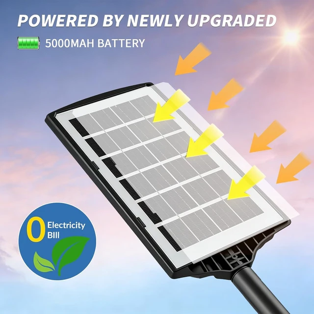 Alt view image 2 of 7 - JWT 4 Pack Solar Street Lights Outdoor, 6500K Solar Lights Outdoor Waterproof with Motion Sensor, Lamparas Luces Solares para Exteriores Dusk to Dawn Commercial Lighting for Yard Path