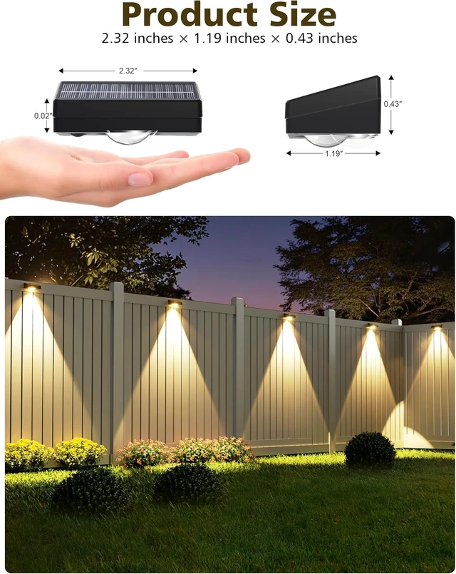 Alt view image 6 of 7 - VOLISUN Solar Fence Lights Outdoor 12 Pack, 3 Color Temperature Solar Light