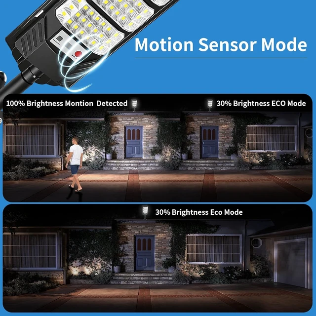 Alt view image 4 of 7 - JWT 4 Pack Solar Street Lights Outdoor, 6500K Solar Lights Outdoor Waterproof with Motion Sensor, Lamparas Luces Solares para Exteriores Dusk to Dawn Commercial Lighting for Yard Path