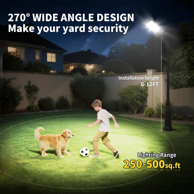Alt view image 7 of 7 - JWT 4 Pack Solar Street Lights Outdoor, 6500K Solar Lights Outdoor Waterproof with Motion Sensor, Lamparas Luces Solares para Exteriores Dusk to Dawn Commercial Lighting for Yard Path