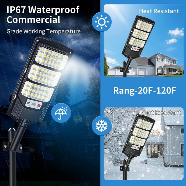 Alt view image 5 of 7 - JWT 4 Pack Solar Street Lights Outdoor, 6500K Solar Lights Outdoor Waterproof with Motion Sensor, Lamparas Luces Solares para Exteriores Dusk to Dawn Commercial Lighting for Yard Path